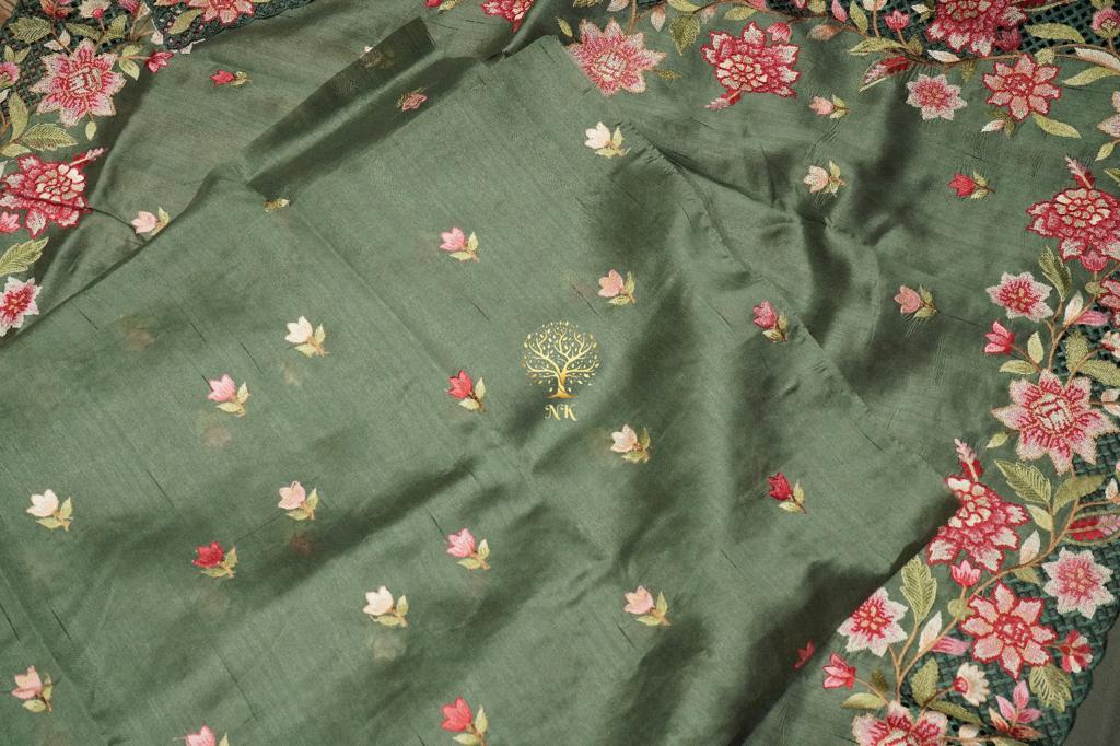 Butter soft Tussar Silk Saree with Cut Work Border