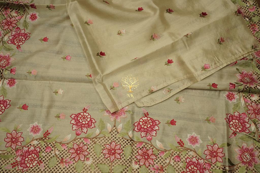 Butter soft Tussar Silk Saree with Cut Work Border